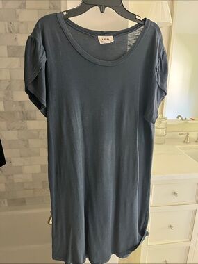LNA Slate Blue Short Sleeve Scoop Neck t shirt dress